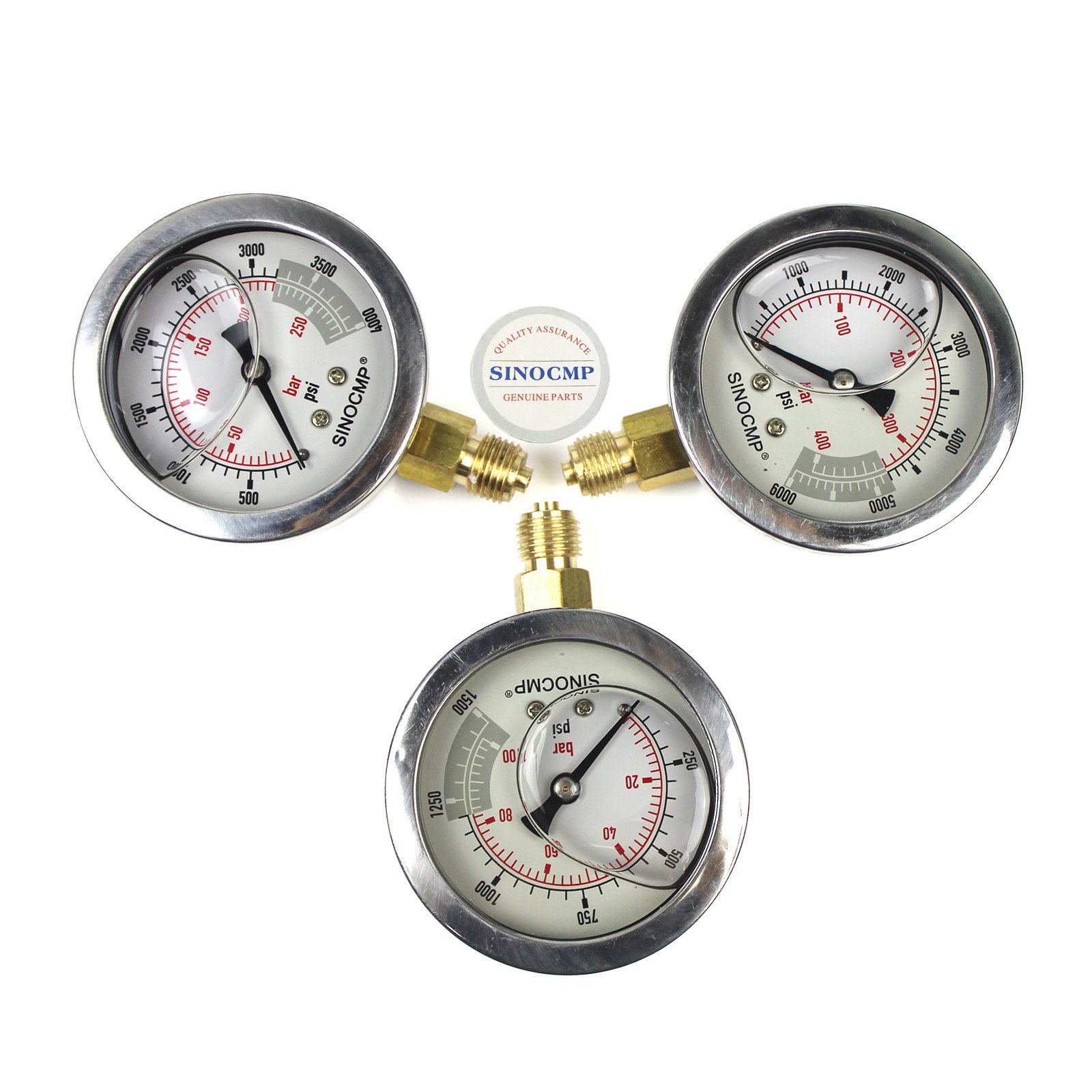 Hydraulic Pressure Test Kits SINOCMP Hydraulic Gauge Set, 6 Couplings