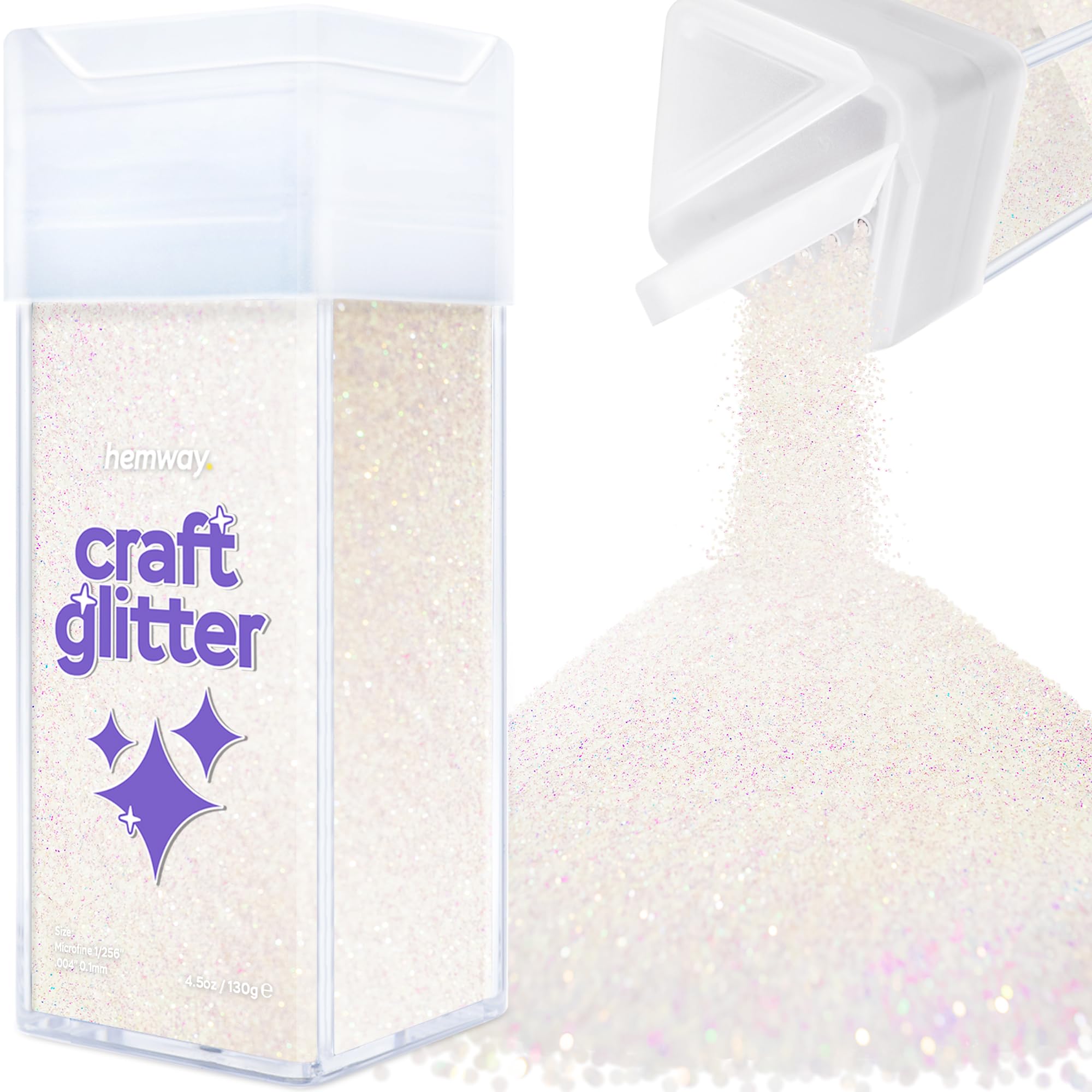 Hemway Glitter Shaker Mother of Pearl Iridescent 110g Microfine, Craft Glitter Shaker for Resin & Epoxy Crafts, Christmas Art Supplies, Nail, Body, Face, Eye, Festival, Crafting, Slime, Sparkle