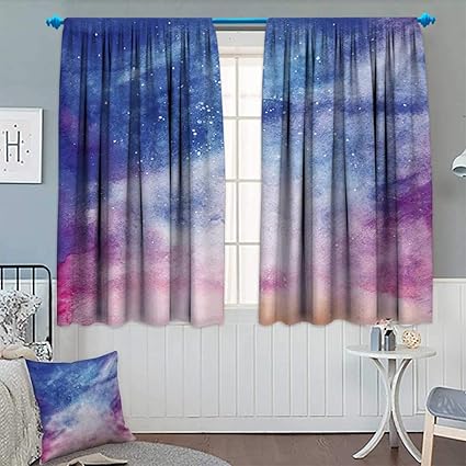Amazon Com Anhounine Navy And Blush Blackout Curtain Watercolor