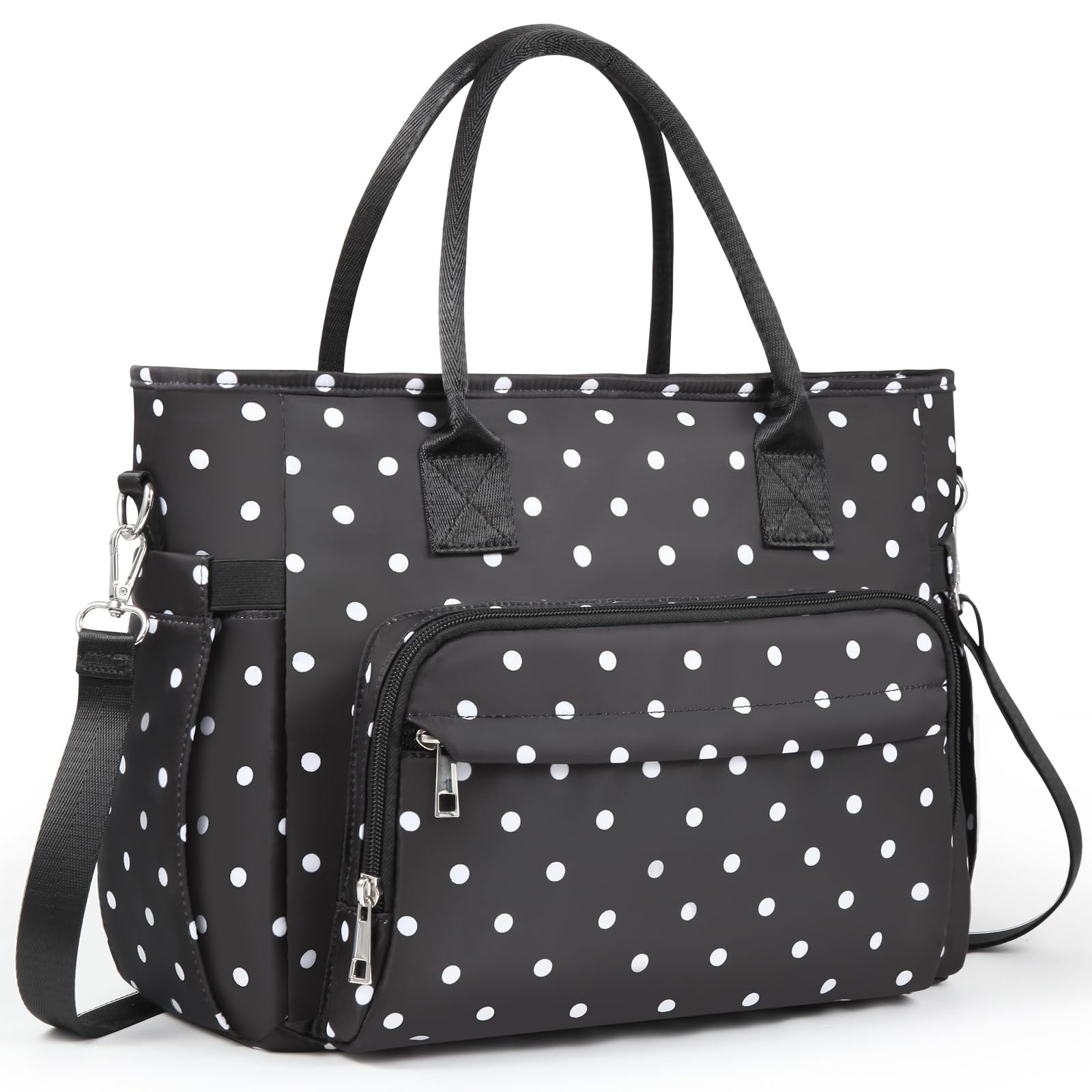 HSHRISH Lunch Bags for Women,12L Insulated Lunch Bag for Women Adults with Adjustable Shoulder Strap and Bottle Holder, Womens Lunch Bag for Work,Picnic,Camping,Beach.Black&White Spots