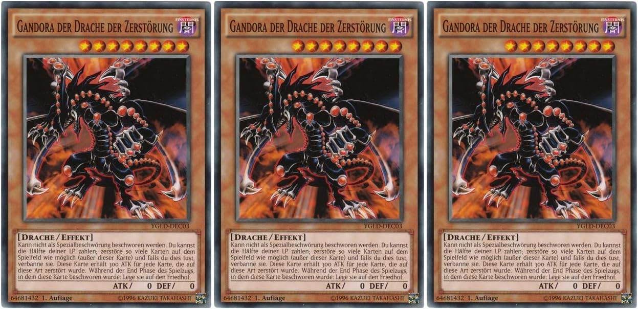 3 X Ygld Dec03 Gandora Der Drache Der Zerstorung 1 Auflage Common Yu Gi Oh Playset Amazon De Spielzeug