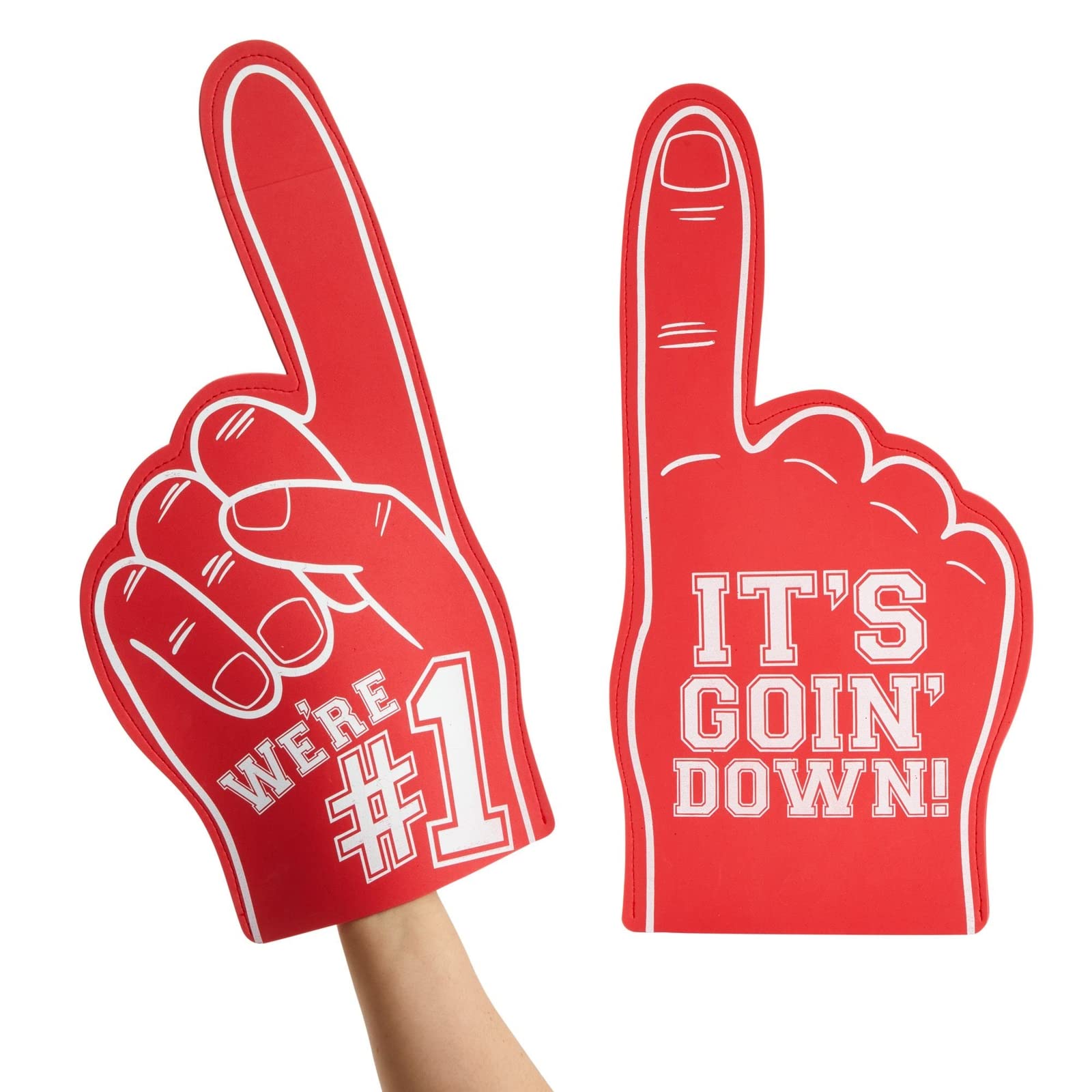 Okuna Outpost Foam Finger for Sporting Events We're 1 It's Going Down (Red 2 Pack)