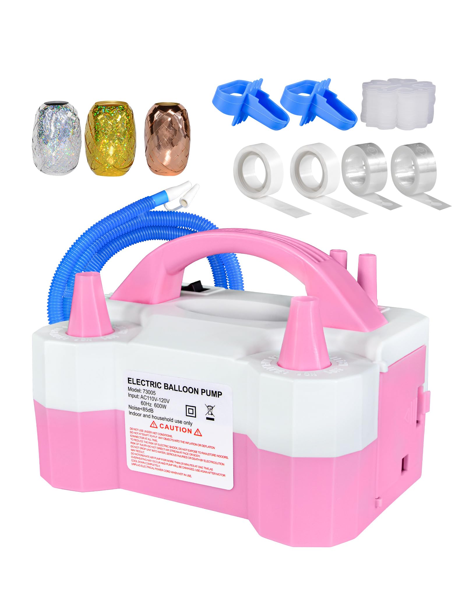 Photo 1 of STMOUTUO Electric Balloon Pump, Portable Dual Nozzle 600W High-Power 110V Pink Fast Inflation, Time-Saving with Abundant Accessories - Balloons Air Pump for Birthday Wedding Holiday Setup