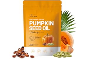 VivoNu Pumpkin Seed Oil with Saw Palmetto Capsules | Cold Pressed, Pure Virgin Oil, Essential Fatty Acids & Phytosterols 300 Softgels Supports Hair, Urinary, Bladder & Prostate Health, Non-GMO