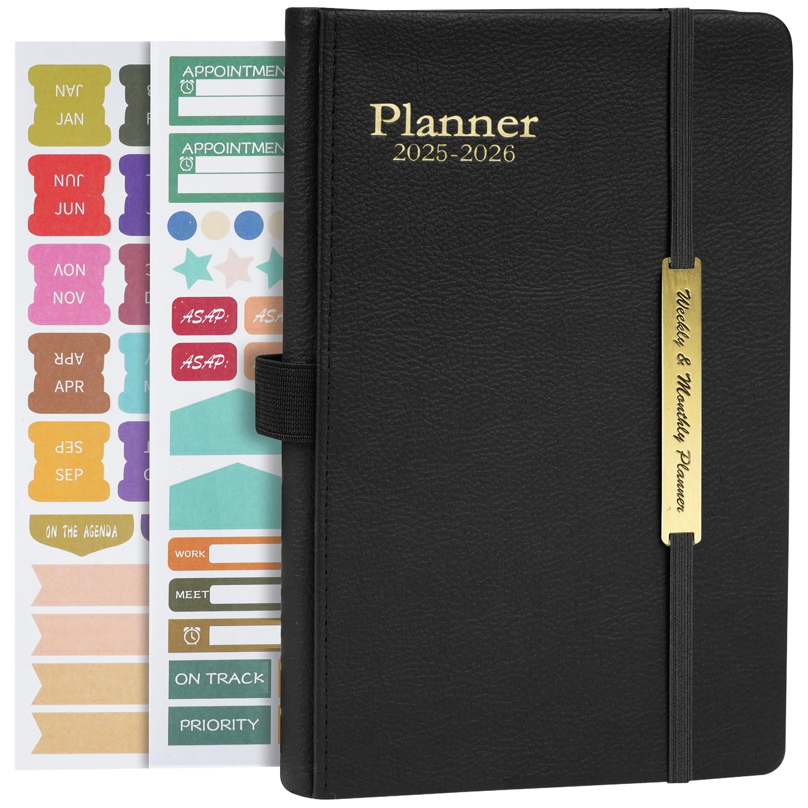 AUAUY A5 Weekly Planner Notebook, 18 Month Diary from Jan.2025 to Jun.2026, Hardback Leather To Do List Notebook, Jan.2025-Dec.2026 Planner for Teachers, A5 Week-To-View.
