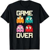 Vintage Game Over 80s Nostalgia Retro Arcade Ghost Old Gamer T-Shirt