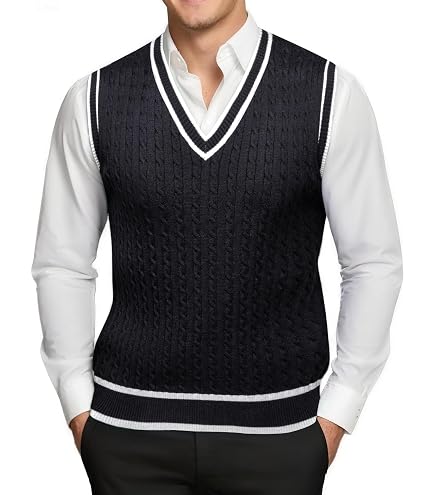 Men Women Knitted Cotton V-Neck Vest JK Uniform Pullover