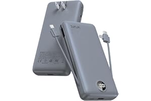 Portable Charger Power Bank 20000mAh,VRURC 22.5W Fast Charging Power Bank With Cables, 20K USB C Portable Charger With Wall Plug, Phone Battery With Cords For iPhone, Samsung, Android Phones, etc-Grey