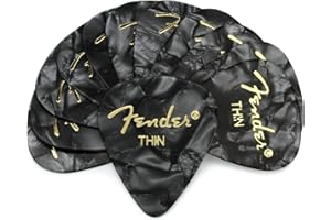 Fender 351 Shape Thin Celluloid Guitar Picks, 12 Pack - Black Moto