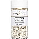 India Tree Winter Wonderland White Snowflake Sprinkles, 1.7 oz Jar (2-Pack) | Edible Snowflakes for Holiday & Winter Baking