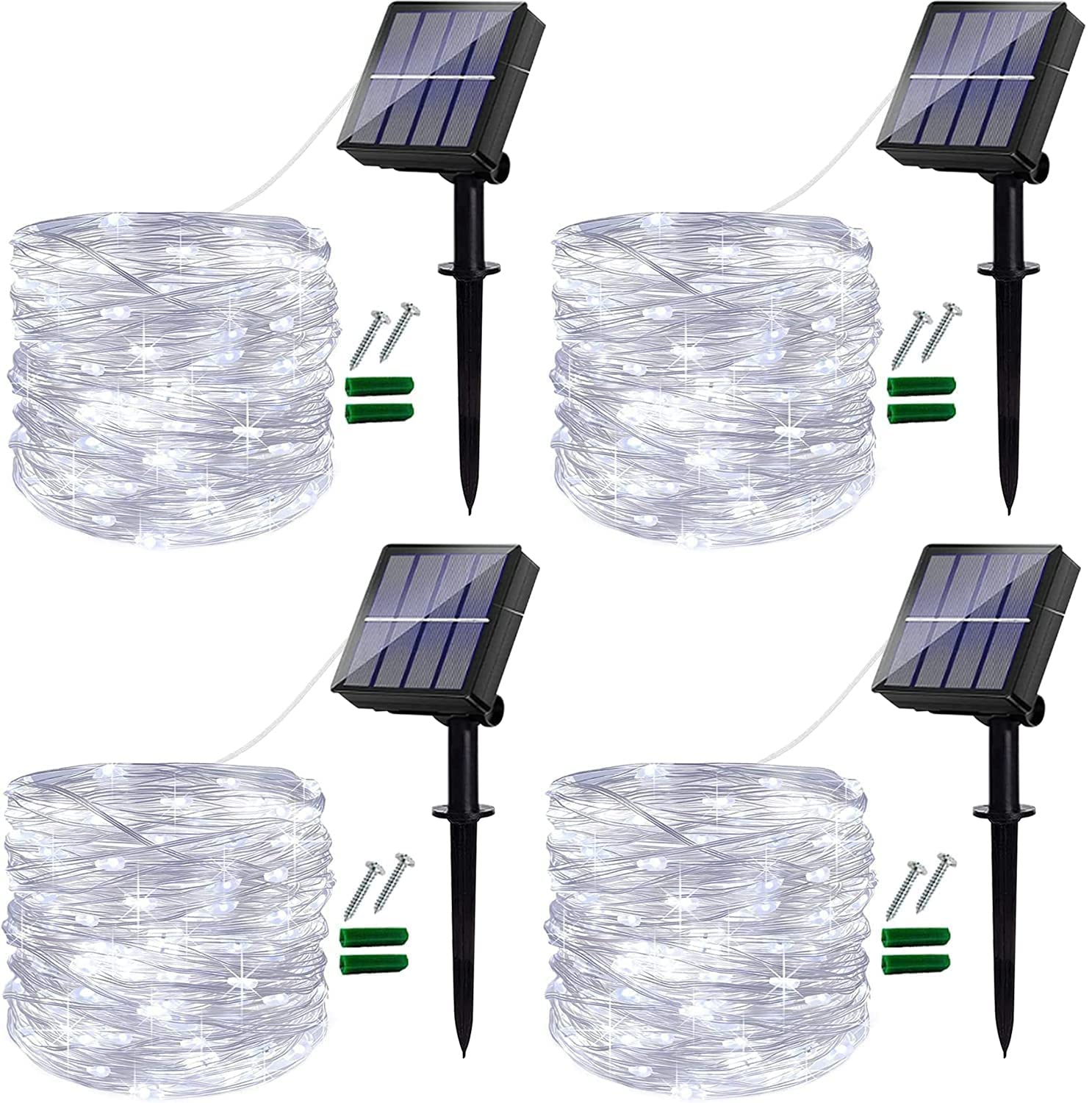 Ligarko Solar Fairy Lights Outdoor - 4 Pack 48Ft Garden Lights with 120 LED, 8 Modes & Copper Wire Decorative Solar String Lights for Trees, Garden, Patio, Yard, and Party (Cold White)