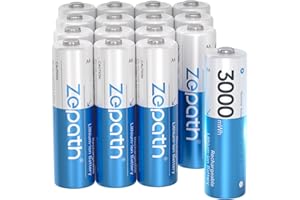 ZEPATH Lithium Batteries aa 16 Pack 3000mWh High Power Rechargeable aa Batteries Lithium 1.5V Double a Batteries 1600+ Cycles(16PACK-3000mWh)