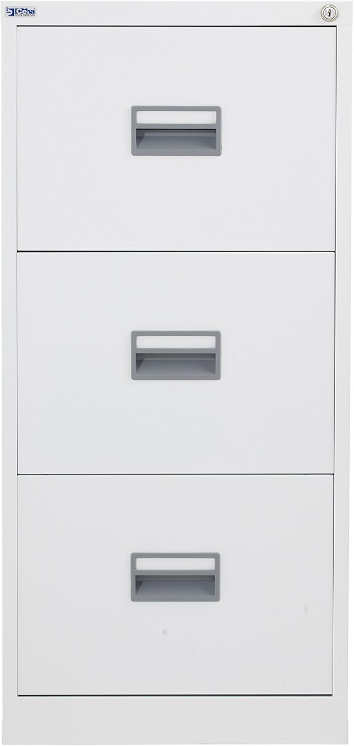 Talos Heavy Duty Steel Filing 40 kg Drawer Tolerance, White, 3