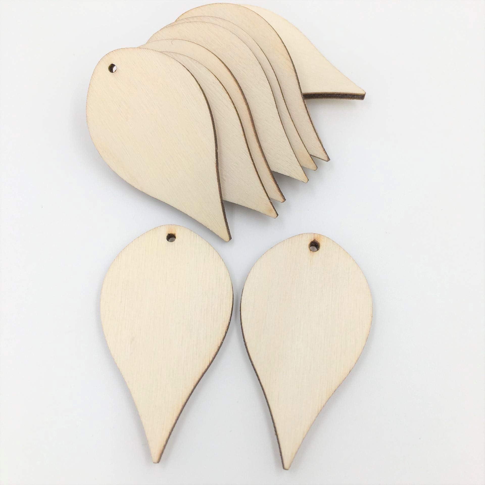 Unfinished Wood Teardrop Dangle Earring Blanks 2" x 1 1/8" Laser Cut Pendant Jewelry Shapes 25 Pieces