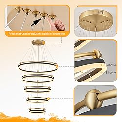 Benkut 5-Rings Modern LED Chandelier Black Gold