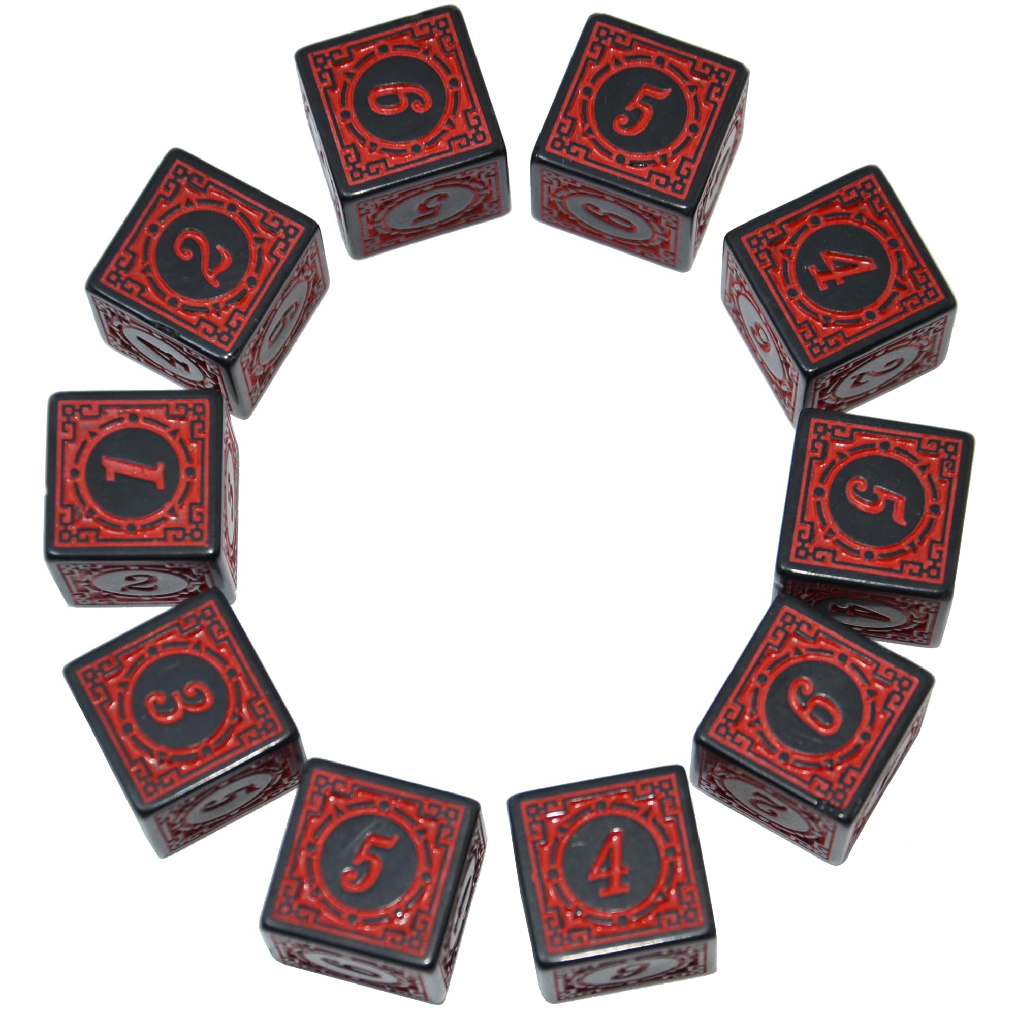 SmartDealsPro 10-Pack D6 Six Sides 16mm Dice Die for DND MTG PRG Wow Table Game Math Teaching (Red Letter)