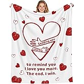 Giwawa Anniversary Wedding Gifts for Women Men Husband Wife Birthday Gift Ideas to Girlfriend Boyfriend Him Her Valentines Day Couples Blanket I Love You More The End I Win Throw Blanket 50x60