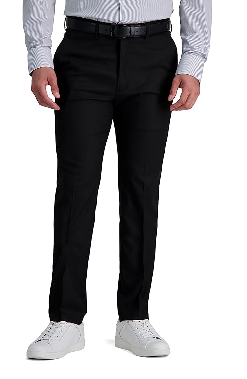 Kenneth Cole Reaction Men's Solid Performance Slim Fit Dress Pant, Black, 38W x 32L