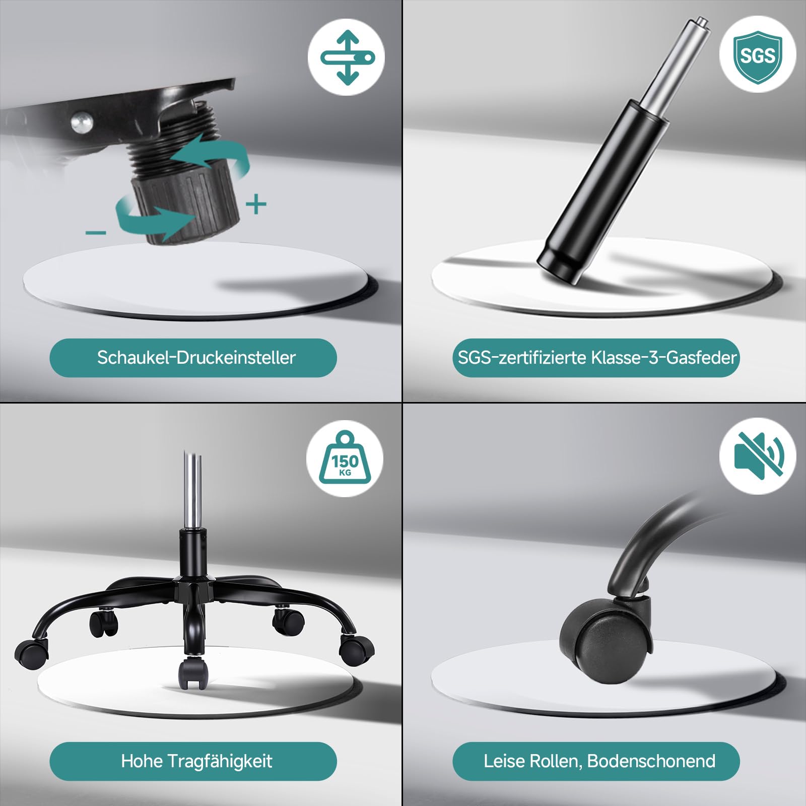 COMHOMA Bürostuhl, Schreibtischstuhl, ergonomischer Netzstuhl, mit doppellagigem Netzgewebe, atmungsaktiv, Adaptive Lendenstütze, verstellbare Kopfstütze, für Homeoffice, Drehstuhl 150 kg, Schwarz 8