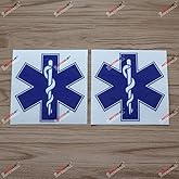 2X Glossy 4'' EMT Star of Life Emergency Medical Ambulance Decal Sticker Car Vinyl