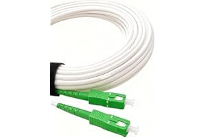 Elfcam® - 40m/131.23ft Fiber Optic Cable SCA to SCA Simplex Singlemode 9/125μm LSZH, Patch Cord Cable for FTTH, White Color, 40 Meters