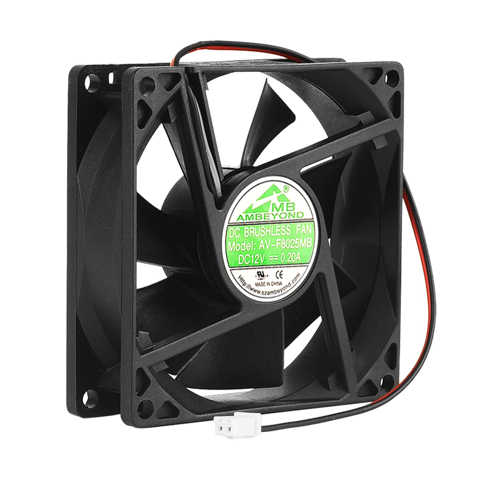 80mm x 80mm x 25mm 8025 12V DC Brushless Cooling Fan, Dual Ball Bearing, 2pin