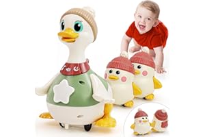 HOLA Baby Toys 6-12 Months Musical Dancing Duck Toy Set with Mama and Babys Tummy Time Toys, Crawling and Interaction Modes 1 Year Old Girl Boy Baby Stocking Stuffers