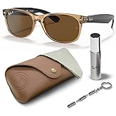 Ray-Ban RB2132 NEW WAYFARER BICOLOR Square Shaped Sunglasses for Men & Women with Official RAYBAN Eyewear Kit