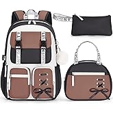 Fimibuke Backpack for Girls, 3 PCS Waterproof Girls Backpack with Lunch Box & Pencil Case, Kid Backpacks for Teen Girl Kindergarten Elementary Middle High School Student Back to School Kid Bookbag Set