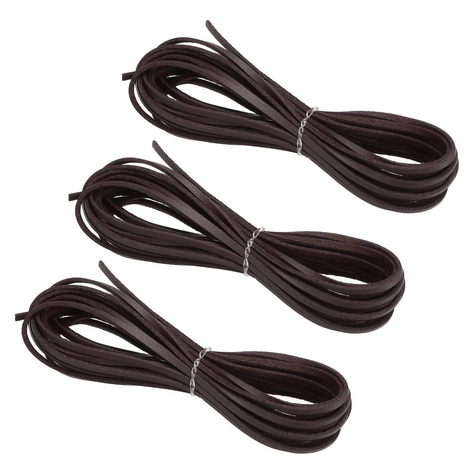 PATIKIL Faux Suede Leather Cord, 3 Rolls 3mm x 5.5 Yards Flat Synthetic Leather Strips for Necklace Bracelet Jewelry Beading DIY Crafts, Dark Brown (Total 16.5 Yards)