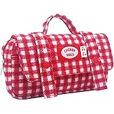 Haumei Cute Checkered Pencil Case, Red White Plaid, Large Capacity Gingham Pattern Pen Bag with Handle, Big Stationery Organizer, Multi-Use Storage Pouch, 8.7x1.6x4.7 Inches, Red