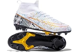 FAHOT Football Cleats Men Women, Non-Slip High Top Soccer Shoes Lightweight Shock Resistant Training Boots Sneaker Breathable Professional Turf Shoes Sport Athletic Ground Football Boots Soccer Cleats