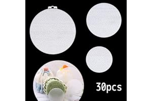 iSuperb 30 Pack Round Plastic Canvas Shape Mesh Sheets Plastic Canvas Circle Mesh Mat for Embroidery Crafting, Yarn, Knit and Crochet Projects 3.03'', 4.53'', 5.79'' (30Pcs)