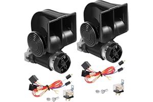 CAIRHORNCE 2 PCS Air Horn for Truck, 12V 150DB Super Loud Train Horn for Car, Electric Snail Car Horn Truck Horn with Compressor for Any 12V Vehicles Trains Boats Trucks Motorcycles black
