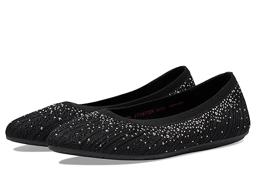 SKECHERS Women's Cleo 2.0-Glitzy Daze Ballet Flat, Black, 10