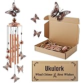 Butterfly Wind Chimes for Outside, Memorial Wind Chimes, Gifts for Women | Butterfly Garden Decor for Patio Porch Balcony, Sister Birthday Gifts, Housewarming Gifts for Women, Mom Grandma