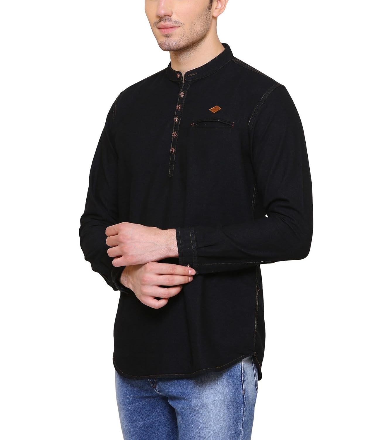 kuons avenue men's denim kurta