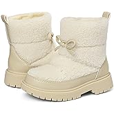 Bigwow Girls Winter Warm Boots Fuzzy Snow Boots with Easy Hook & Loop, Faux Fur Lined, Non-Slip Sole for Toddler Kids