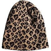 IHAUIUE Leopard Print Beanie Hat Cheetah Pattern Skull Cap Double Layer Cuffed Watch Hats for Women, Men