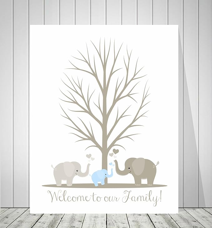 baby shower fingerprint elephant