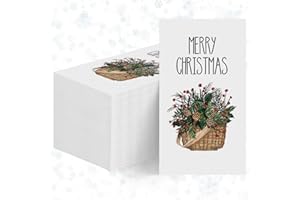 Horaldaily 100 Christmas Disposable Paper Decorative Guest Napkins, Holly Berry Hand Towel for Party Lunch Dinner Kitchen Bathroom Merry Christmas Decoration