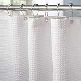Shower Curtain 182x182cm White with Metal Hooks Heavy Duty