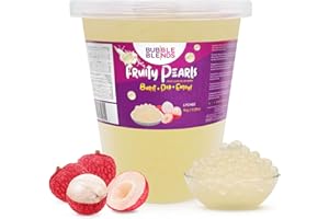 Bubble Blends Lychee Popping Boba (2.2lbs) - Popping Pearls 100% Fat-Free - Real Fruit Juice - Bursting Boba Pearls for Bubble Tea, Boba Drink Sinkers & Dessert Toppings