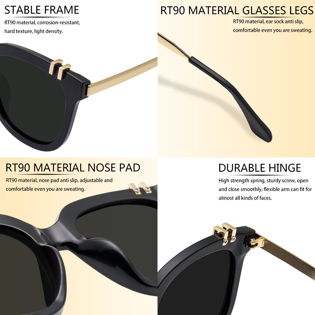 WISH CLUB Fashion Mirrored Polarized Square Sunglasses for Women