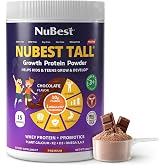 NuBest Tall Protein Powder, Growth Support for Kids 3+ &amp; Teens, Chocolate | 10g protein &amp; 2g sugar per full scoop, whey &amp; milk protein, Calcium, D3 &amp; K2, Parent Tested Parent Approved, 15 servings