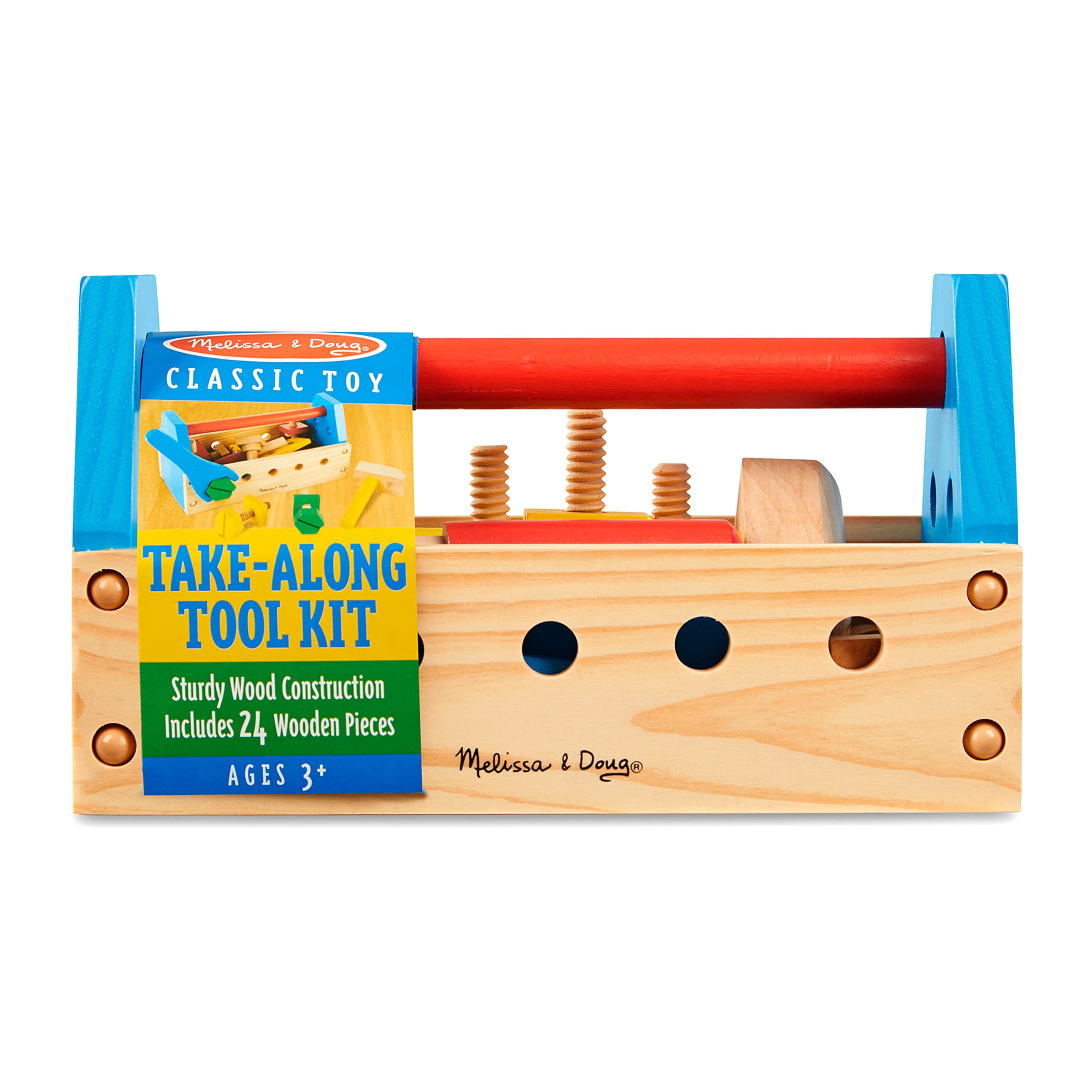 Melissa & Doug Take-Along Tool Kit Wooden Construction Toy (24 pcs)