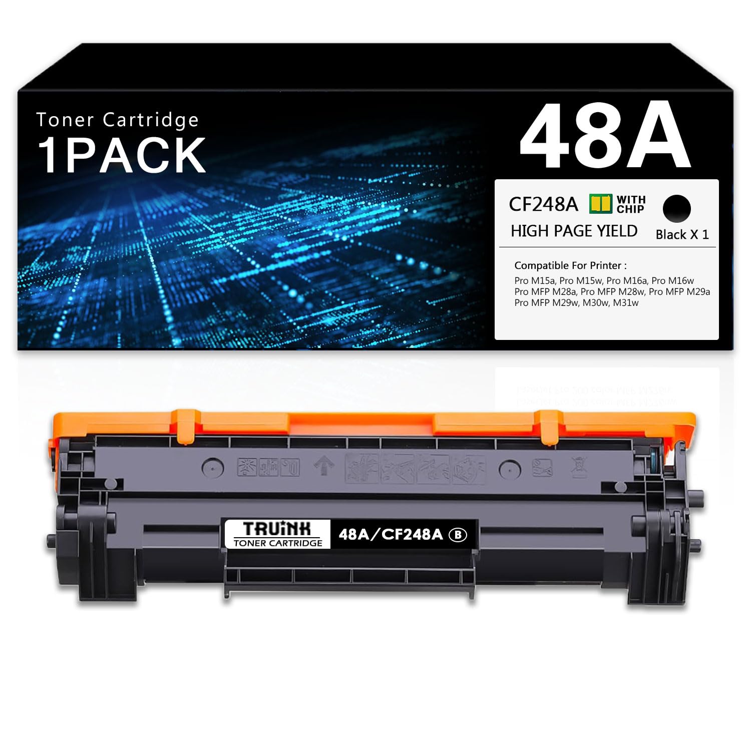 Photo 1 of 48A Toner Cartridge 1-Pack Replacement for HP 48A | CF248A Toner Compatible with HP Laserjet Pro M15w M15a M16w M16a MFP M28w M28a M29w M29a M30w M31w Printer Ink.(1 Black)