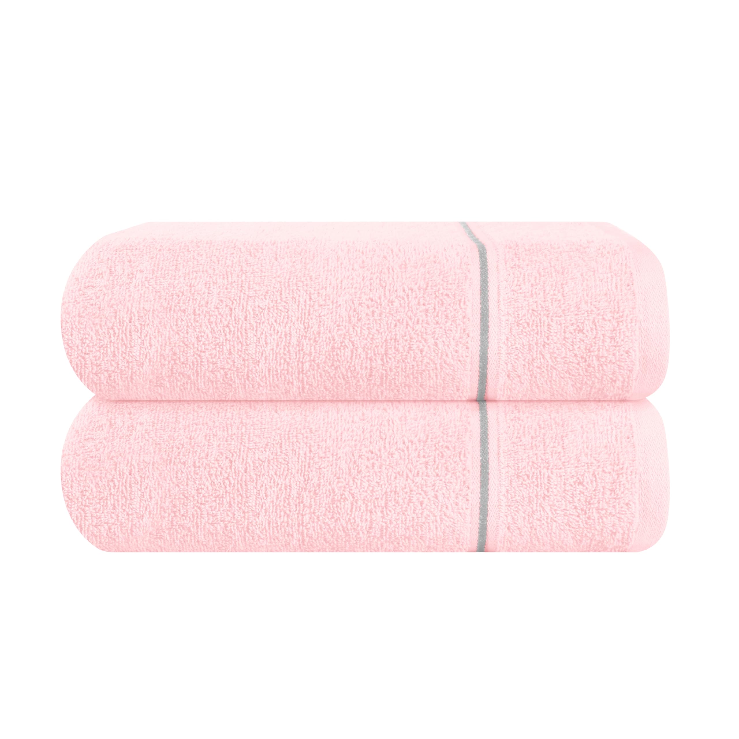 MyOwn Cotton 2 Pack Oversized Bath Towel Set 28x55 inches, Large Bath Towels, Ultra Absorbant Compact Quickdry & Lightweight Towel, Ideal for Gym Travel Camp Pool - Pink