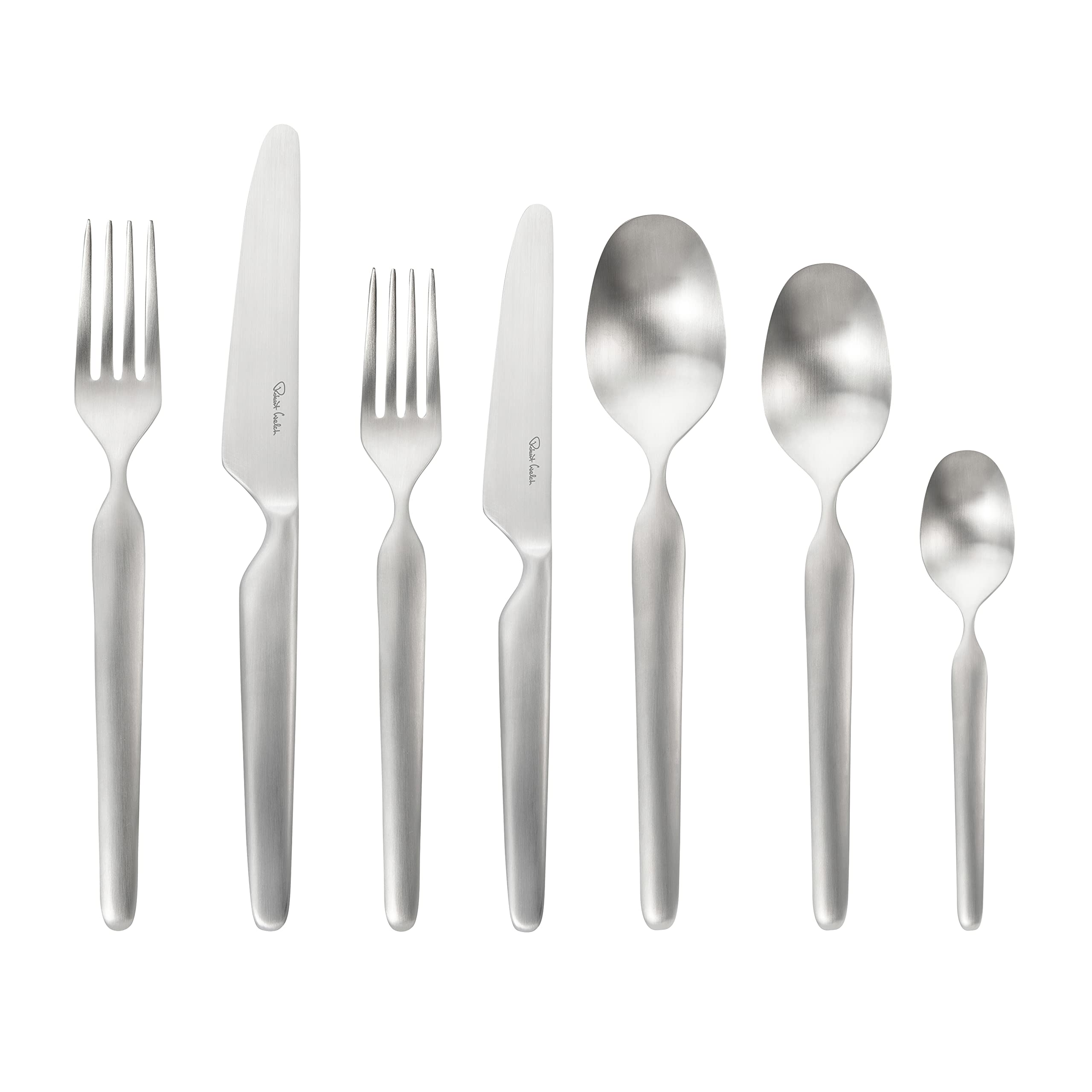 Robert Welch Bergen Satin, 56 Piece Cutlery Set for 8 People. Made from Stainless Steel. Dishwasher Safe.