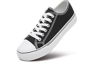 ZGR Womens White Tennis Shoes for Women,Lace up Canvas Sneakers,Casual Walking Canvas Shoes